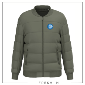 Native Spirit Varsity Collar Padded Jacket (NS613) Khaki (Adults)