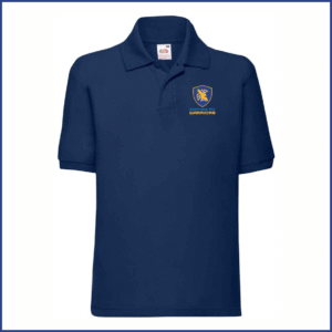 Fruit Of The Loom Polo Shirt (SS11B) Deep Navy (Youth) Warriors Breast Badge