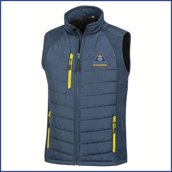 Result Genuine Recycled Compass Padded Gilet (RS238) Navy/Yellow (Raiders Badge)
