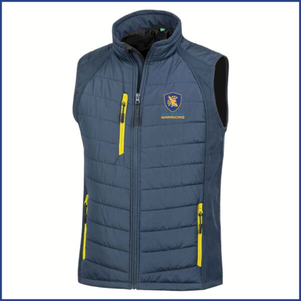 Result Genuine Recycled Compass Padded Gilet (RS238) Navy/Yellow (Warriors Badge)