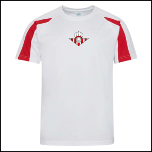 AWDis Cool Contrast Wicking T-Shirt (Adults) JC003 (Arctic White/Fire Red)