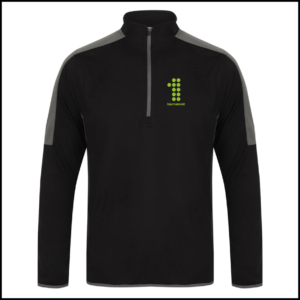 Finden + Hales Contrast Zip Neck Midlayer Top (Adults) LV571 (Black/Gunmetal)