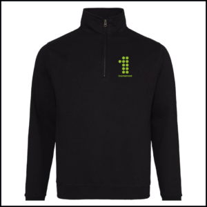 AWDis Sophomore Zip Neck Sweatshirt (Adults) JH046 (Deep Black)